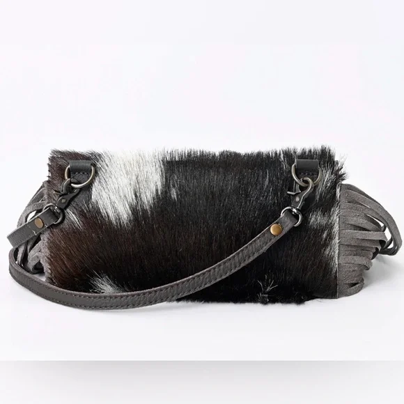 Western Bag Genuine Leather Fringe Bag Cowgirl Southwestern Style Cowhide - Picture 4 of 6